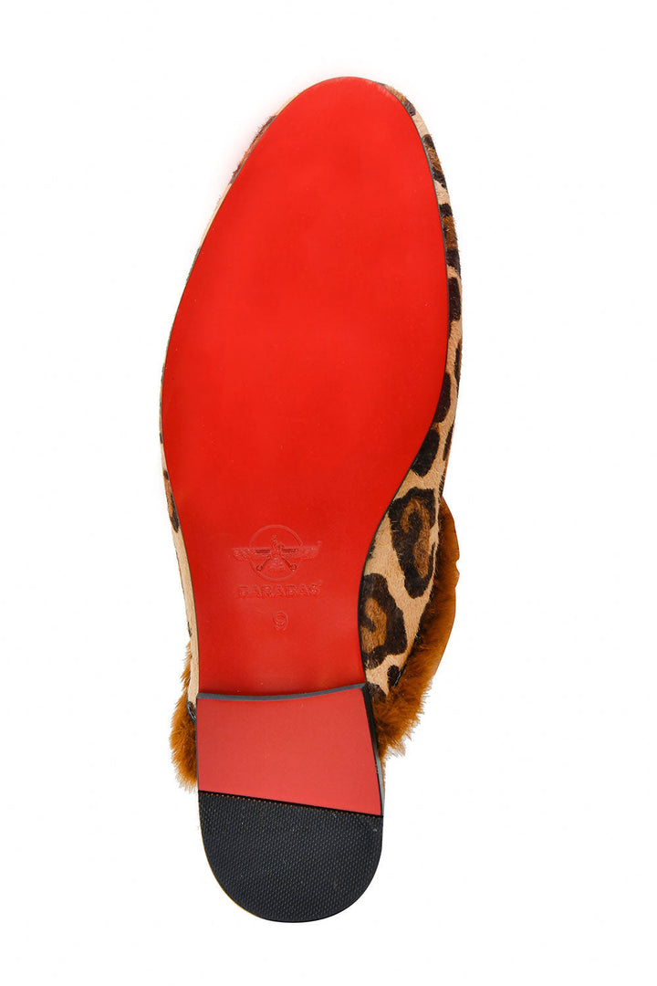 Barabas Men's Leopard Print Leather Lining Leather Slipper SH708