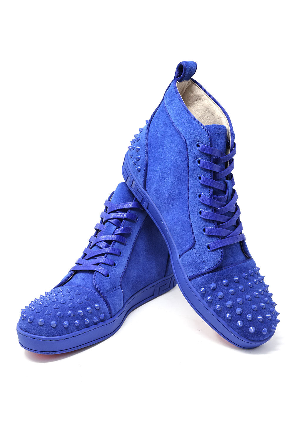 Barabas Men's Spike Design Luxury Suede High-Top Sneaker SH732 Blue