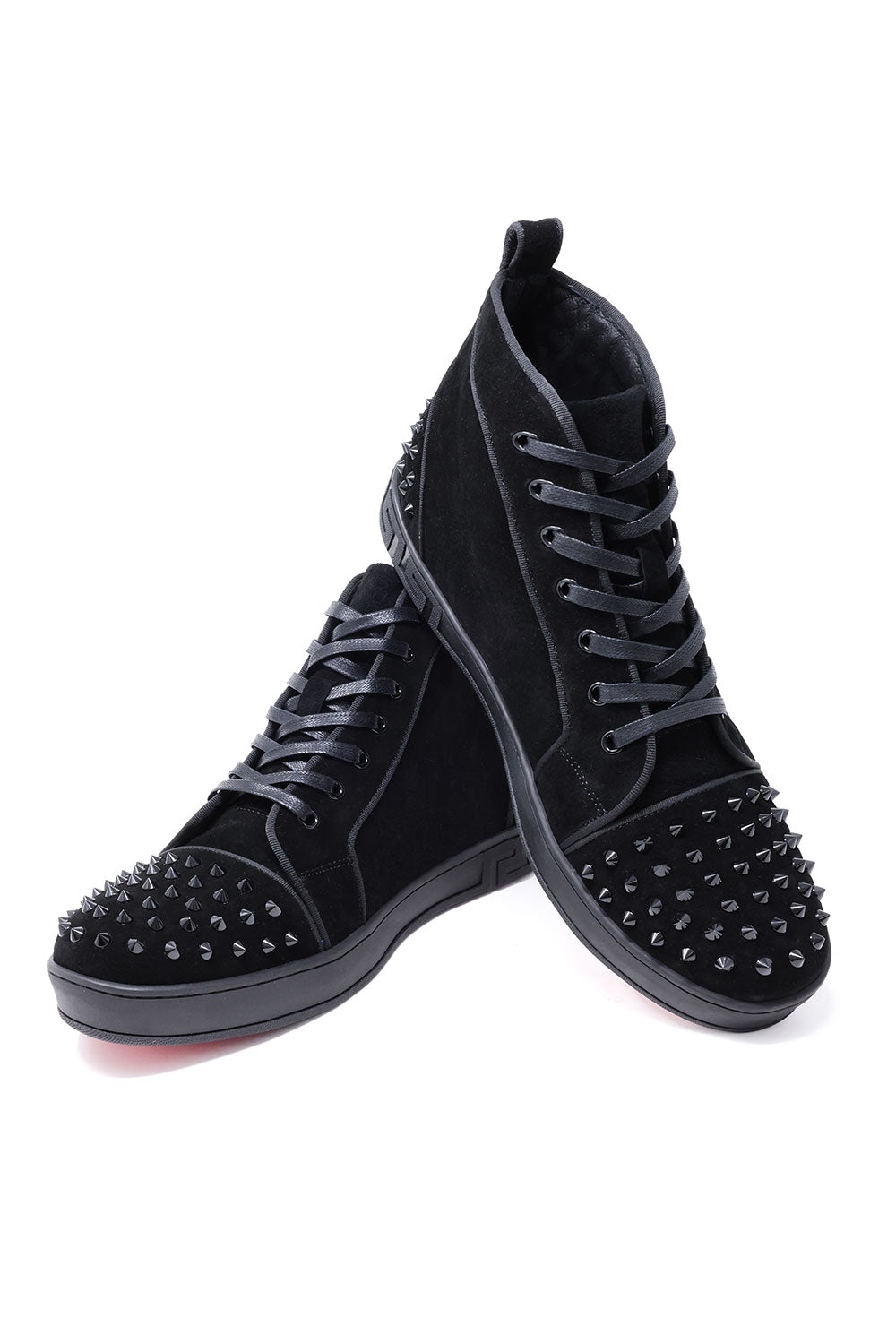 Barabas Men's Spike Design Luxury Suede High-Top Sneaker SH732 Black