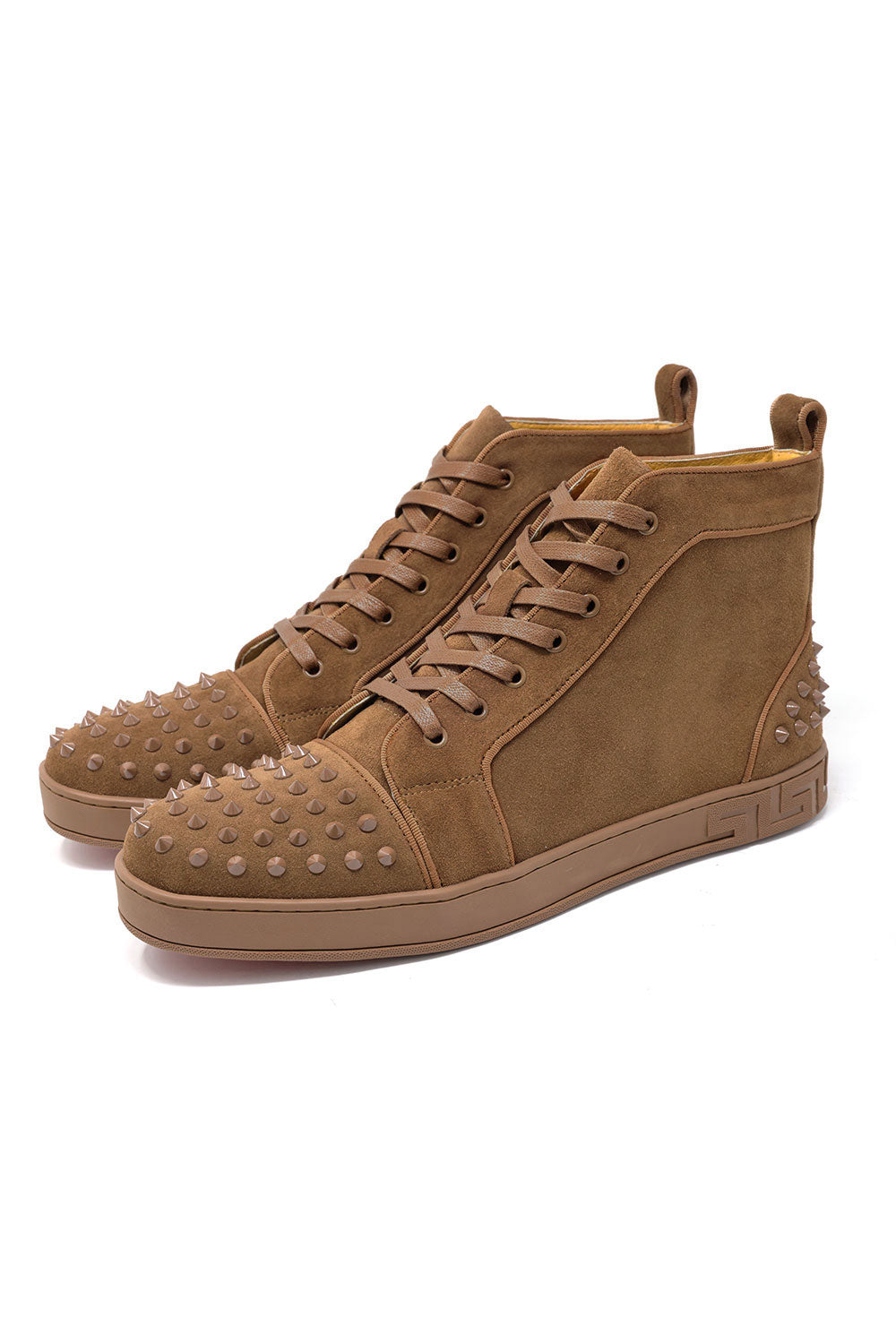 Barabas Men's Spike Design Luxury Suede High-Top Sneaker SH732 Camel