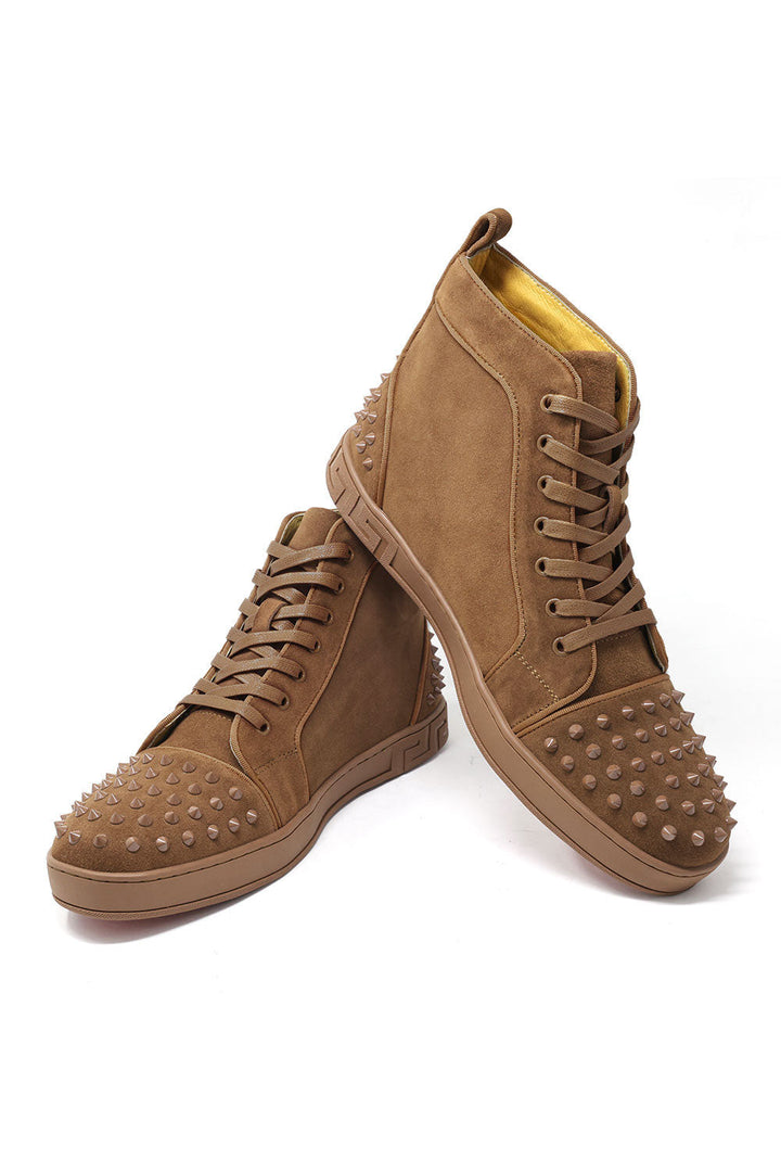 Barabas Men's Spike Design Luxury Suede High-Top Sneaker SH732 Camel