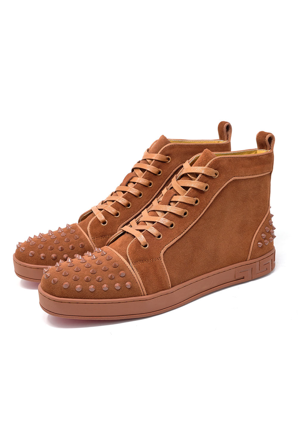 Barabas Men's Spike Design Luxury Suede High-Top Sneaker SH732 Cinnamon