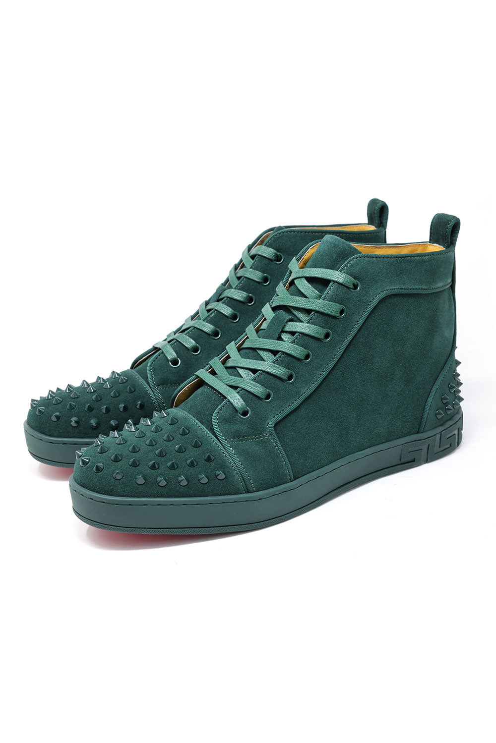 Barabas Men's Spike Design Luxury Suede High-Top Sneaker SH732 Green