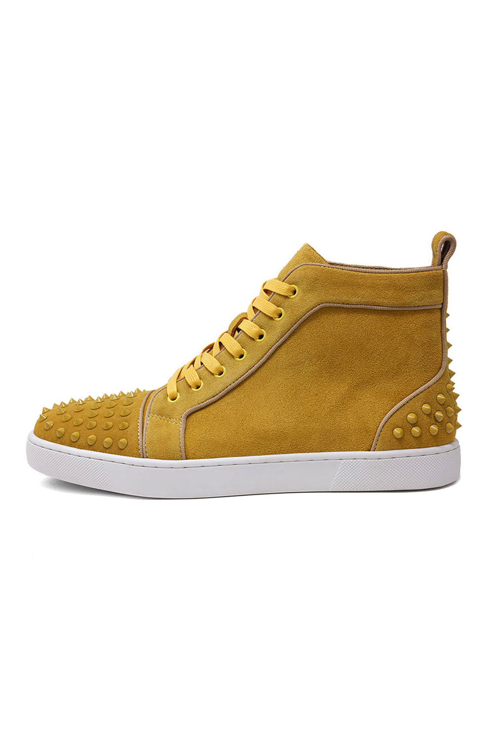 Barabas Men's Spike Design Luxury Suede High-Top Sneaker SH732 Mustard
