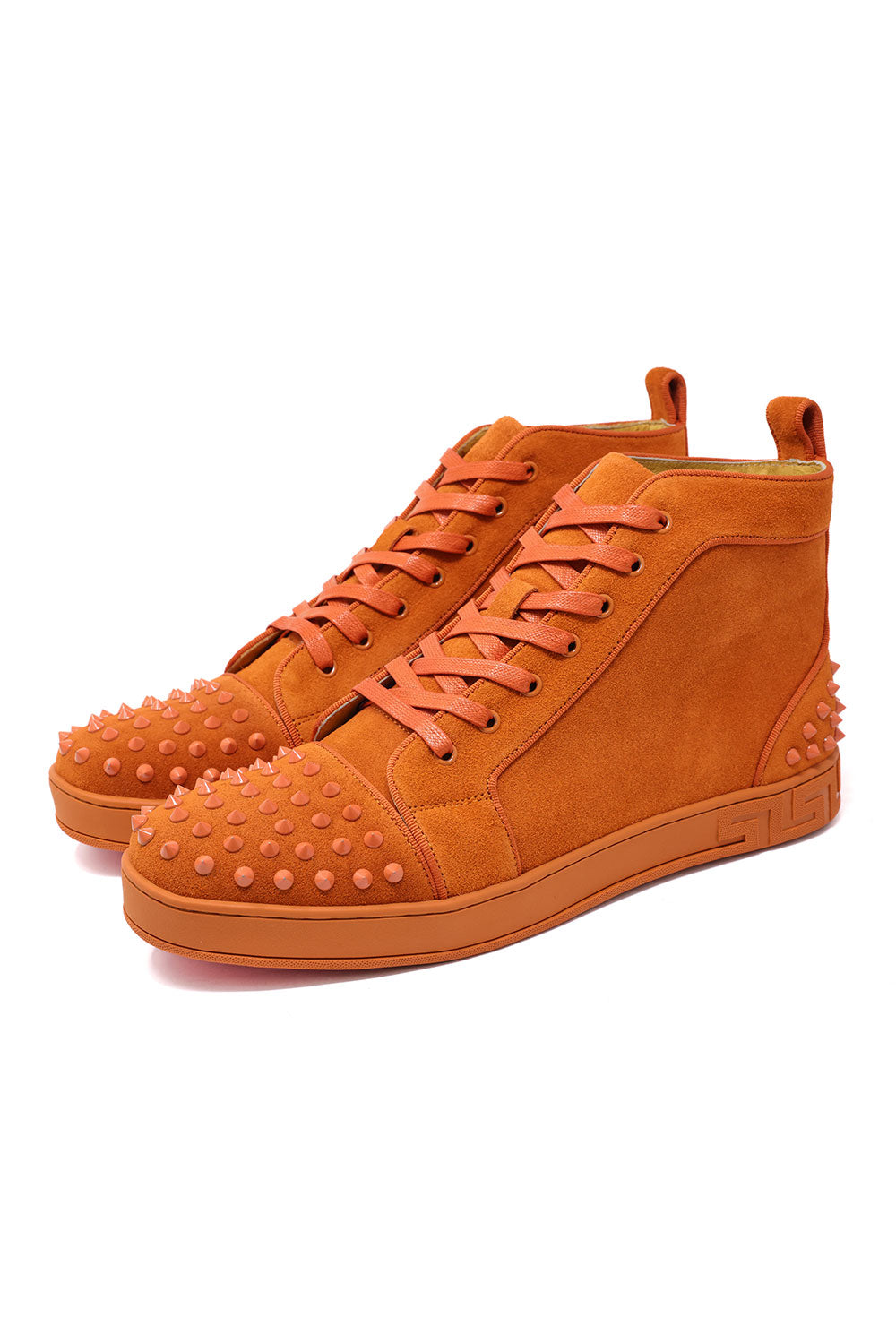Barabas Men's Spike Design Luxury Suede High-Top Sneaker SH732 Rust