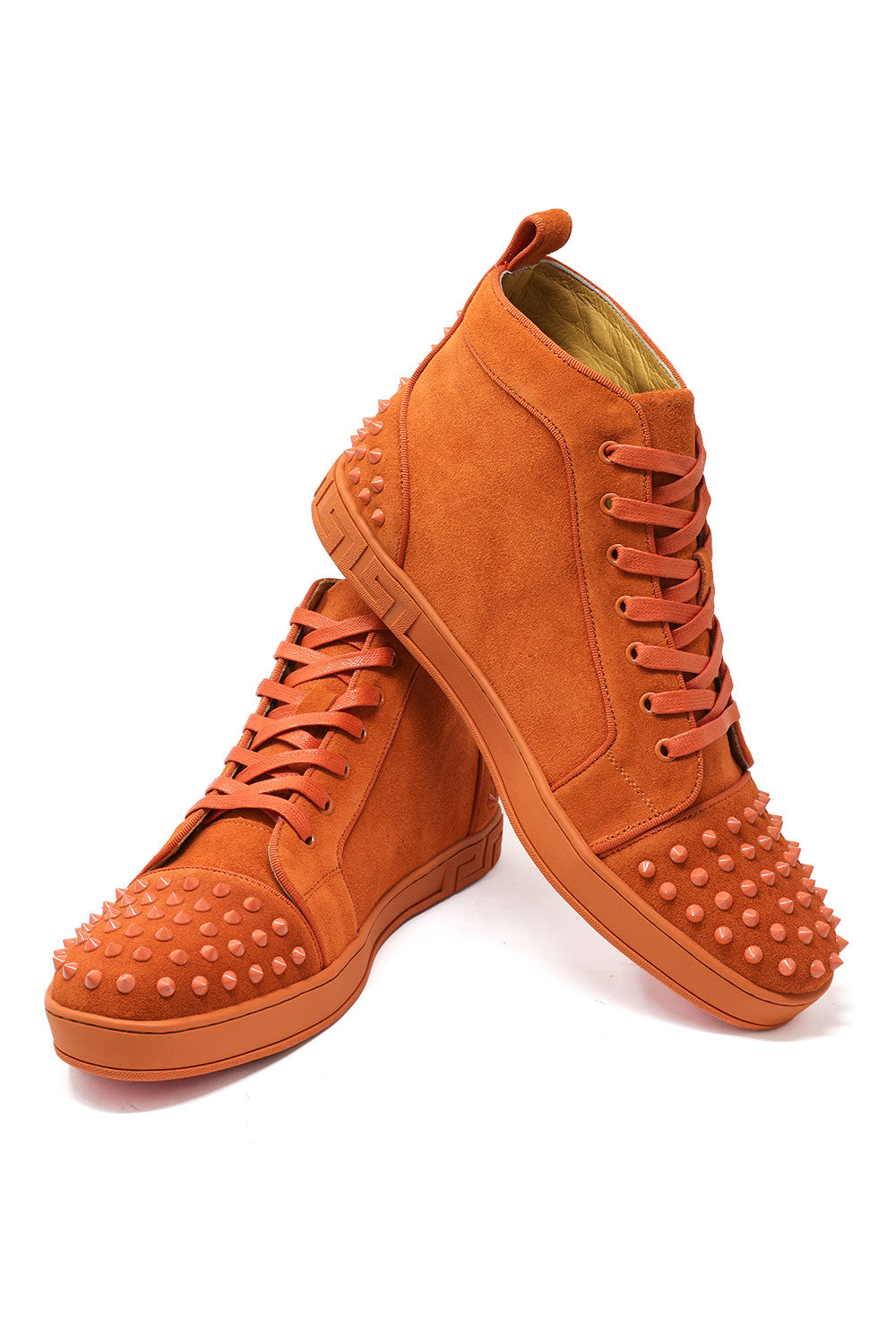 Barabas Men's Spike Design Luxury Suede High-Top Sneaker SH732 Rust