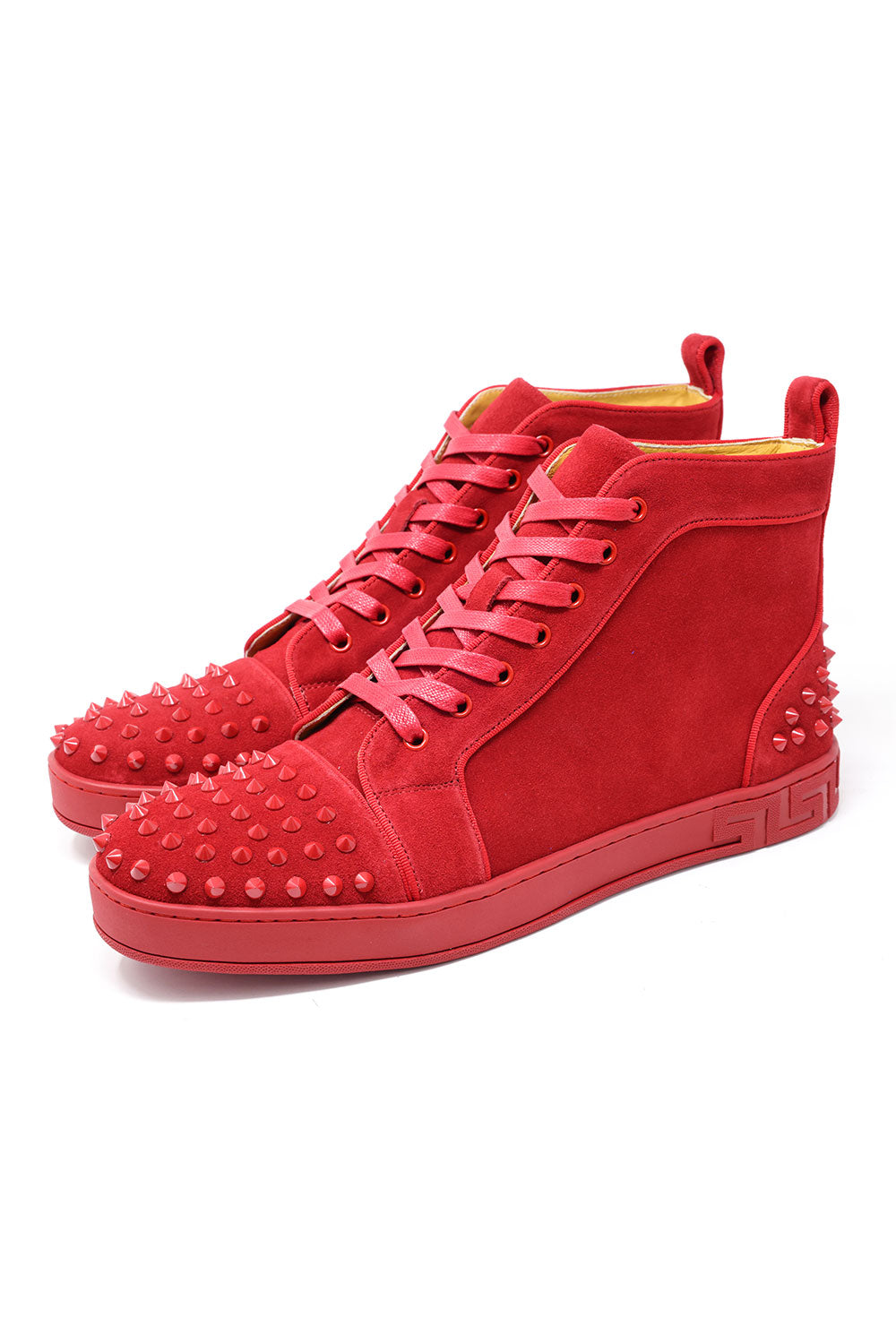 Barabas Men's Spike Design Luxury Suede High-Top Sneaker SH732 Red