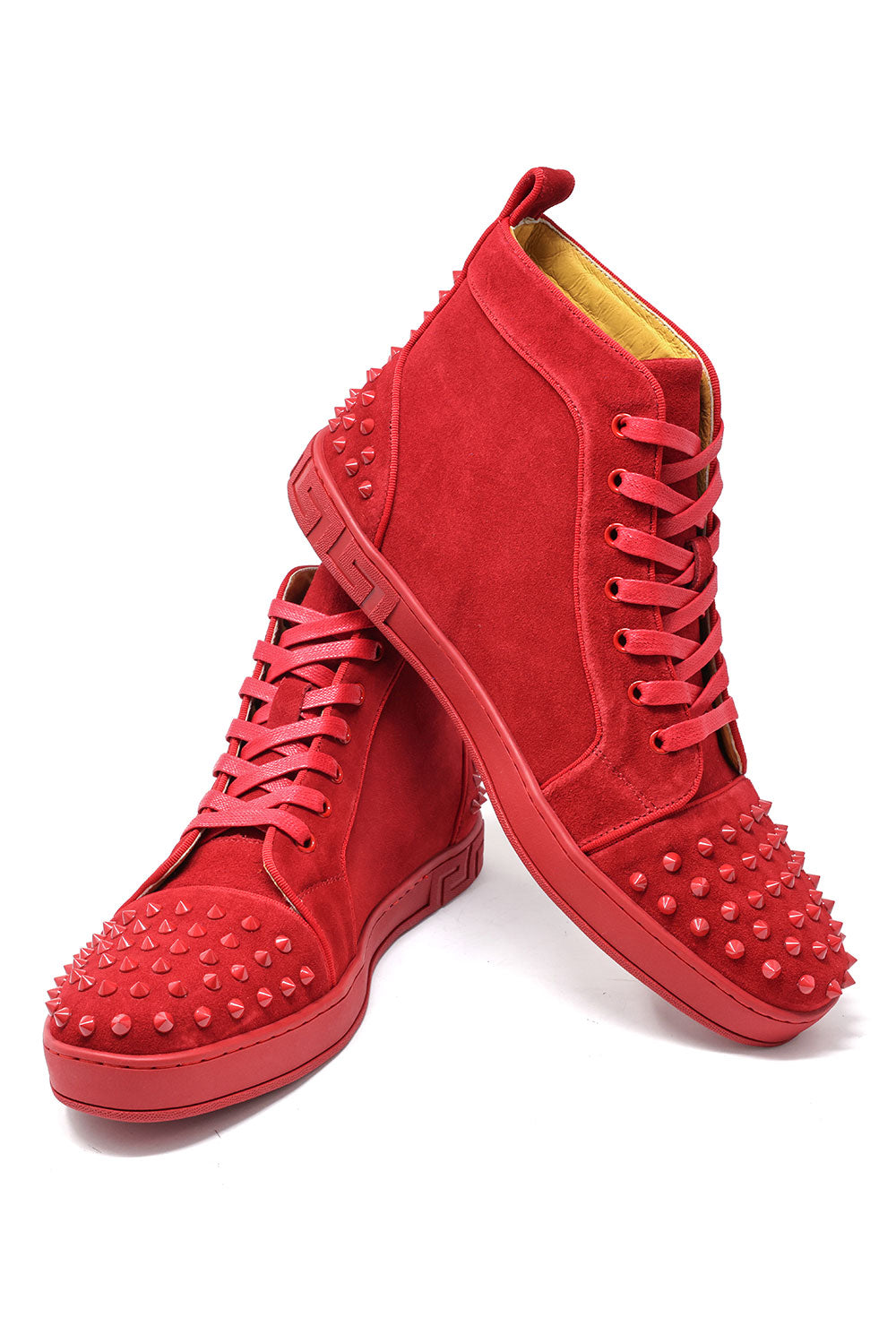 Barabas Men's Spike Design Luxury Suede High-Top Sneaker SH732 Red