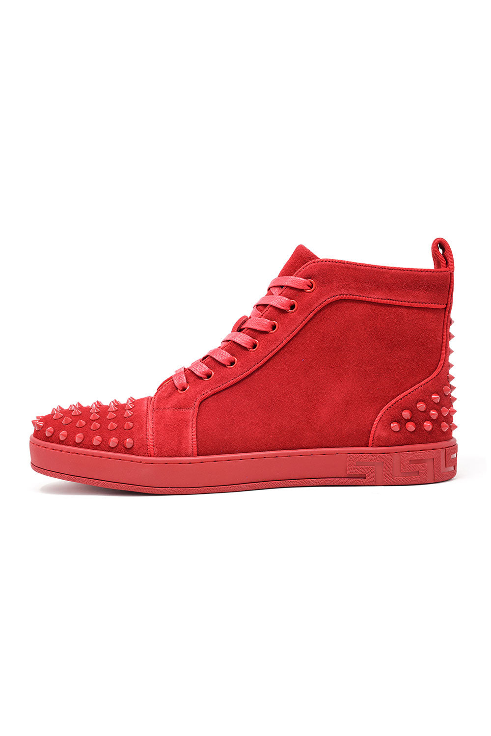 Barabas Men's Spike Design Luxury Suede High-Top Sneaker SH732 Red