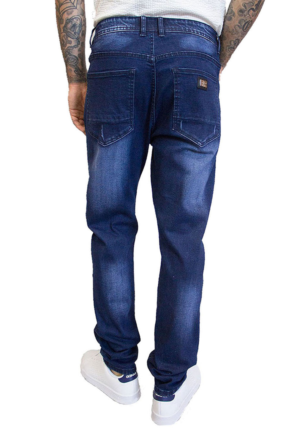 Barabas Men's Bleach Rhinestone Straight fit Denim Jeans SN8885 Blue