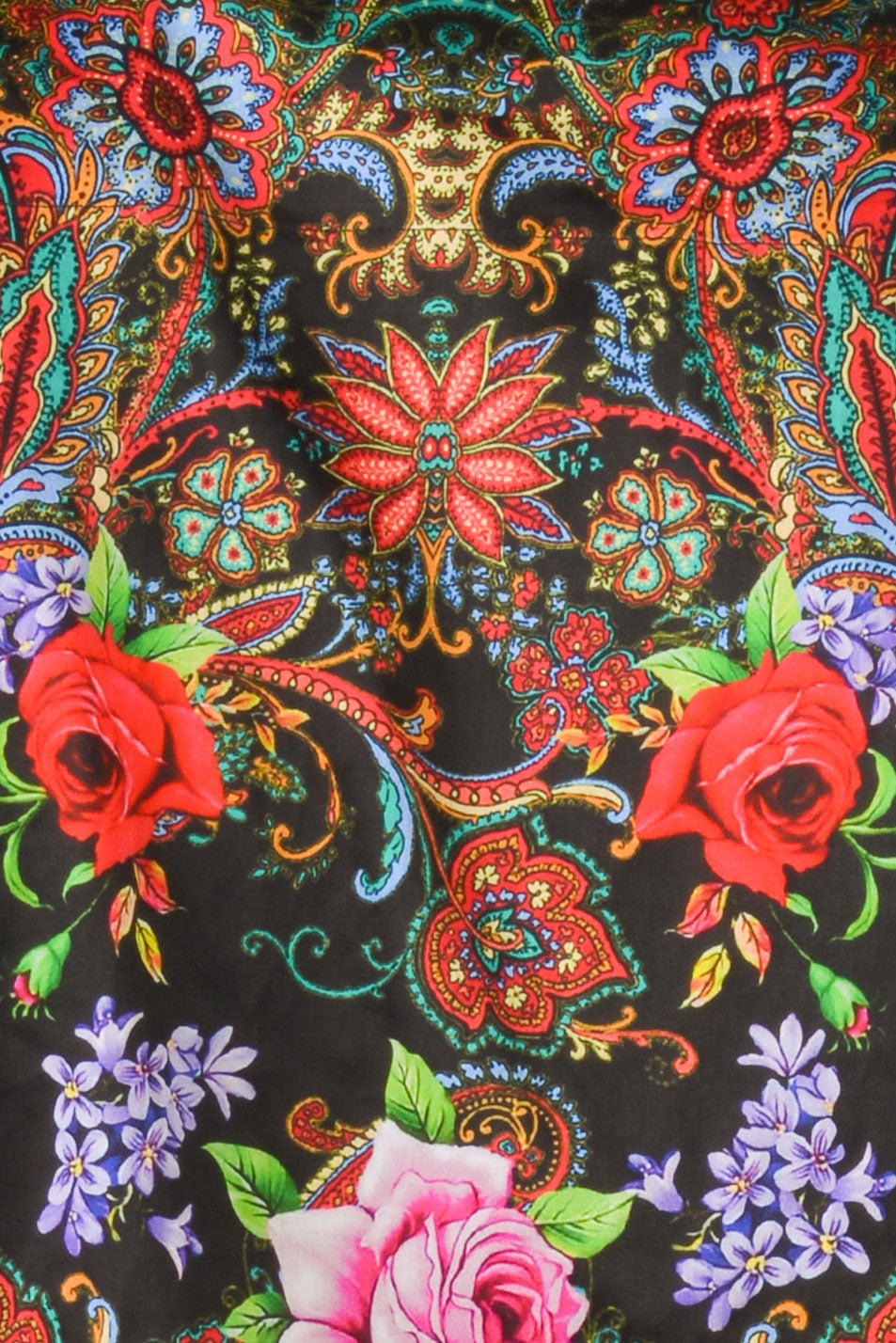 BARABAS Men's Floral Baroque Long Sleeve button down Shirt SP07 Black