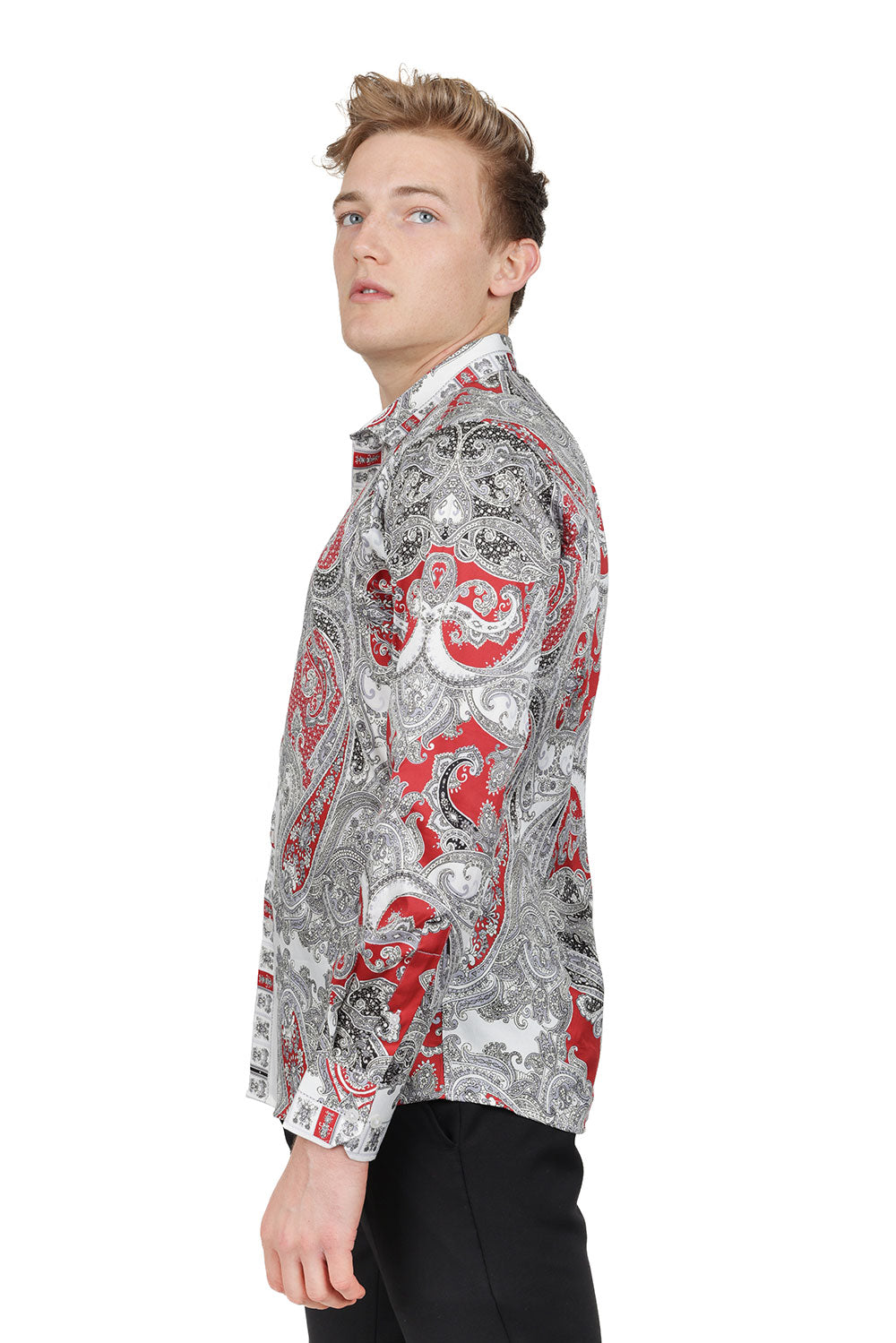 Barabas Men's Paisley Luxury Printed Button Down Dress Shirt SP10 red