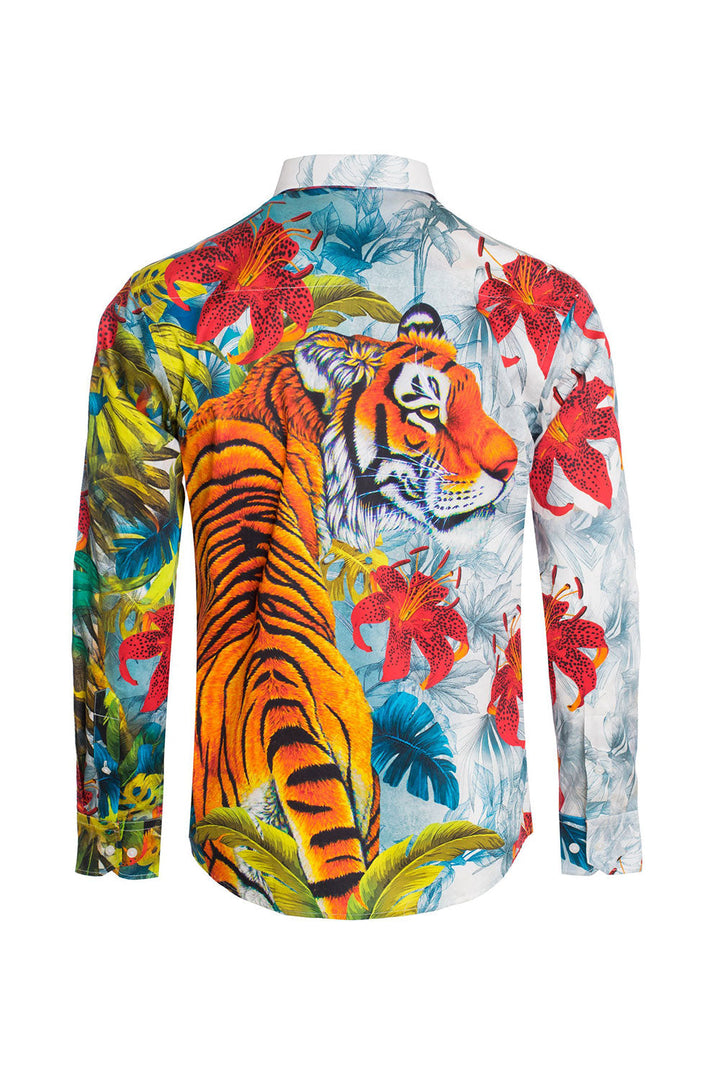 BARABAS Men's Floral Toucan Tiger Printed Luxury Dress Shirts SP203