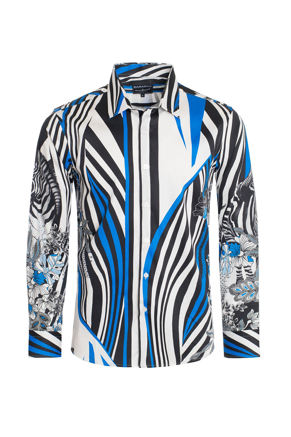 BARABAS Men's Floral Zebra Printed Multi Color Button Shirts SP206