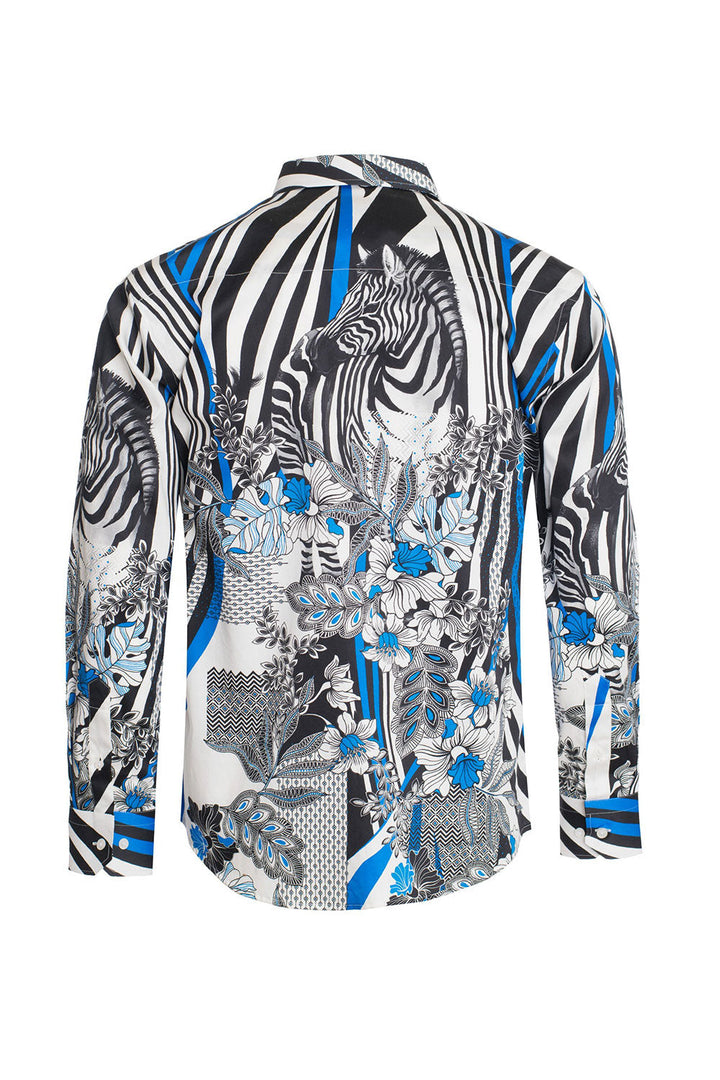 BARABAS Men's Floral Zebra Printed Multi Color Button Shirts SP206