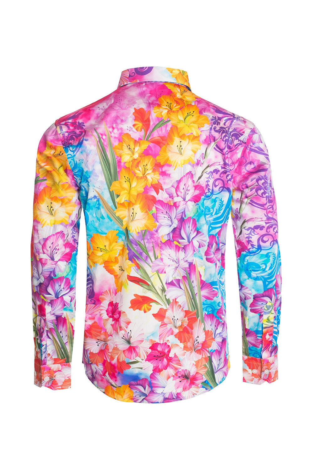BARABAS Men's Rhinestone Watercolor Floral Printed Dress Shirts SP210