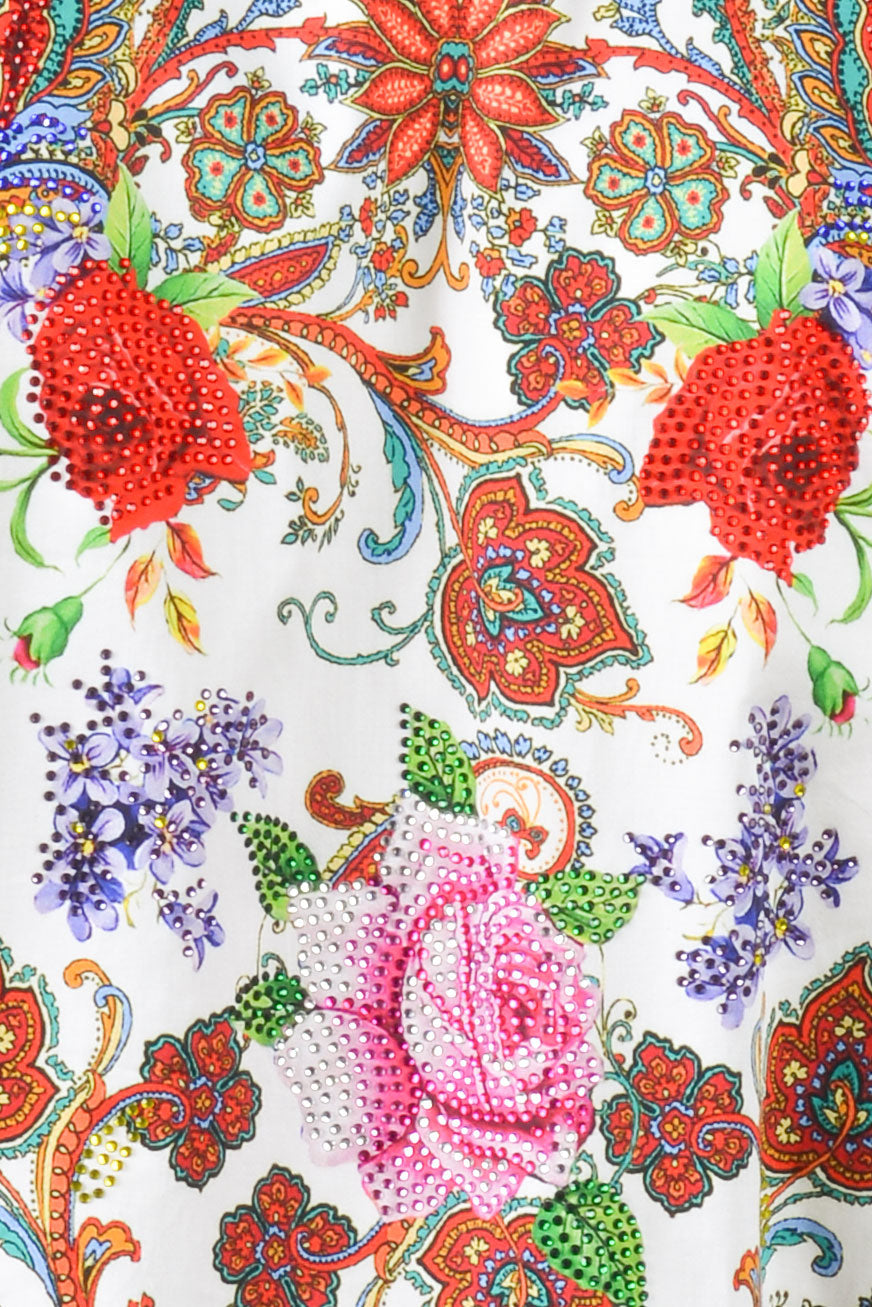 BARABAS Men's Rhinestone Floral Baroque Long Sleeve Shirt SPR07