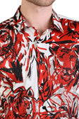 Barabas Men's Tiger Printed Rhinestone Luxury Button Down Shirt SPR18 #Color_Red