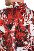 Barabas Men's Lion Printed Rhinestone Luxury Button Down Shirt SPR18 #Color_Red