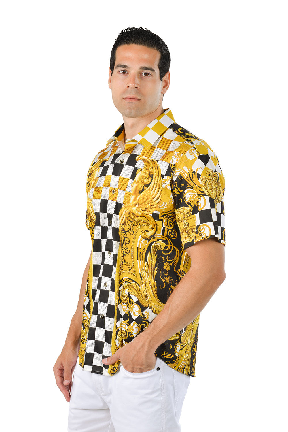 Checkered Short Sleeve Shirts SSR20 gold black