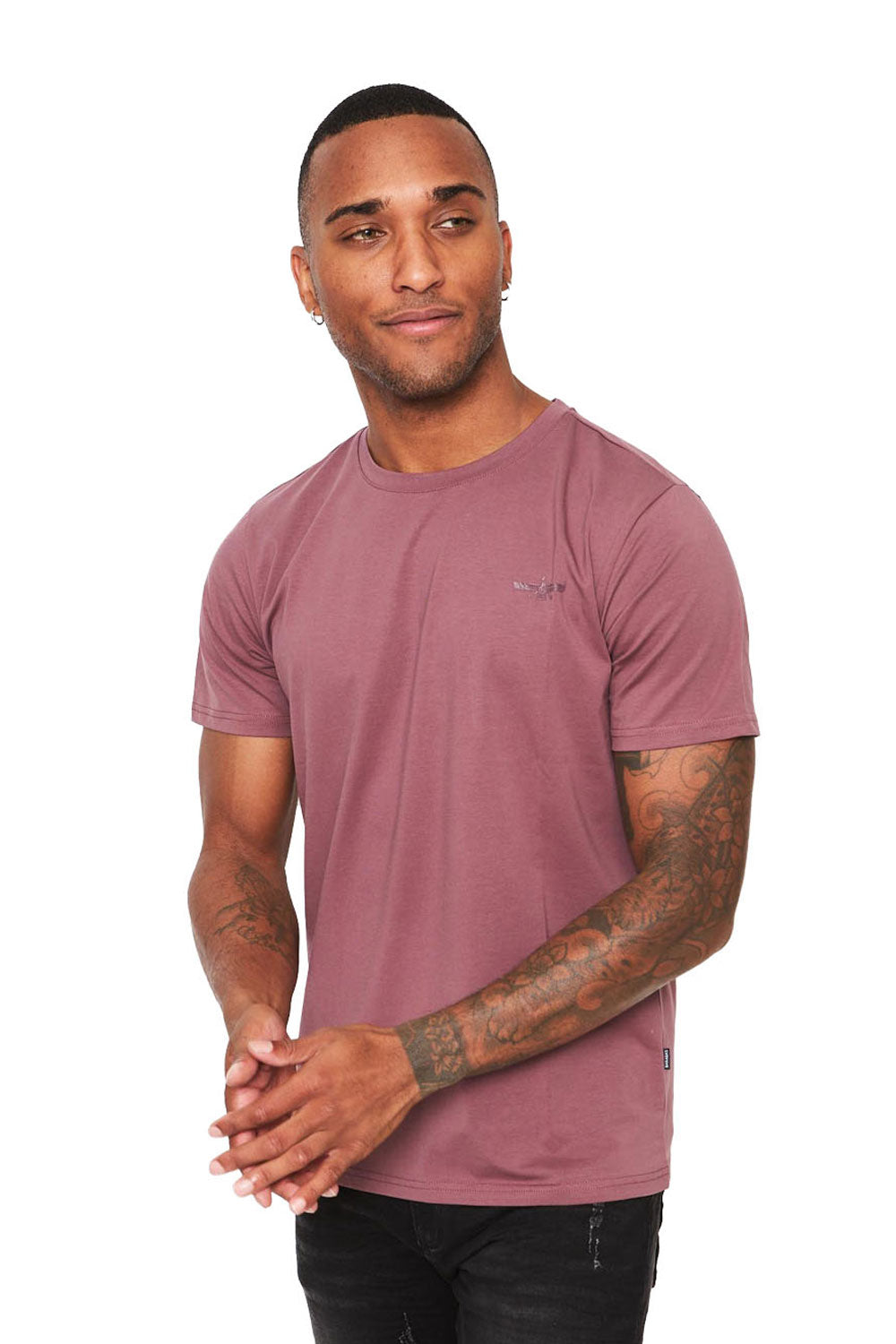 BARABAS Men's Basic Solid Color Crew-neck T-shirts ST933 dark purple