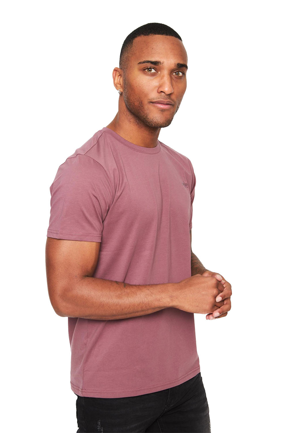 BARABAS Men's Basic Solid Color Crew-neck T-shirts ST933 dark purple