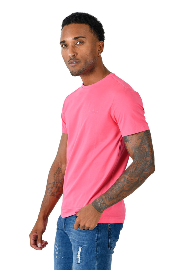 BARABAS Men's Basic Solid Color Crew-neck T-shirts ST933 fuchsia