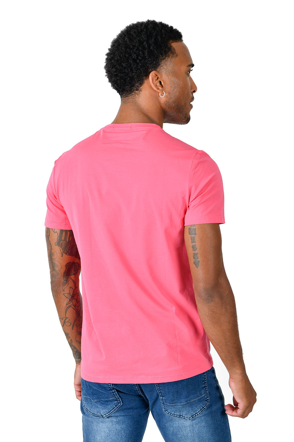 BARABAS Men's Basic Solid Color Crew-neck T-shirts ST933 fuchsia