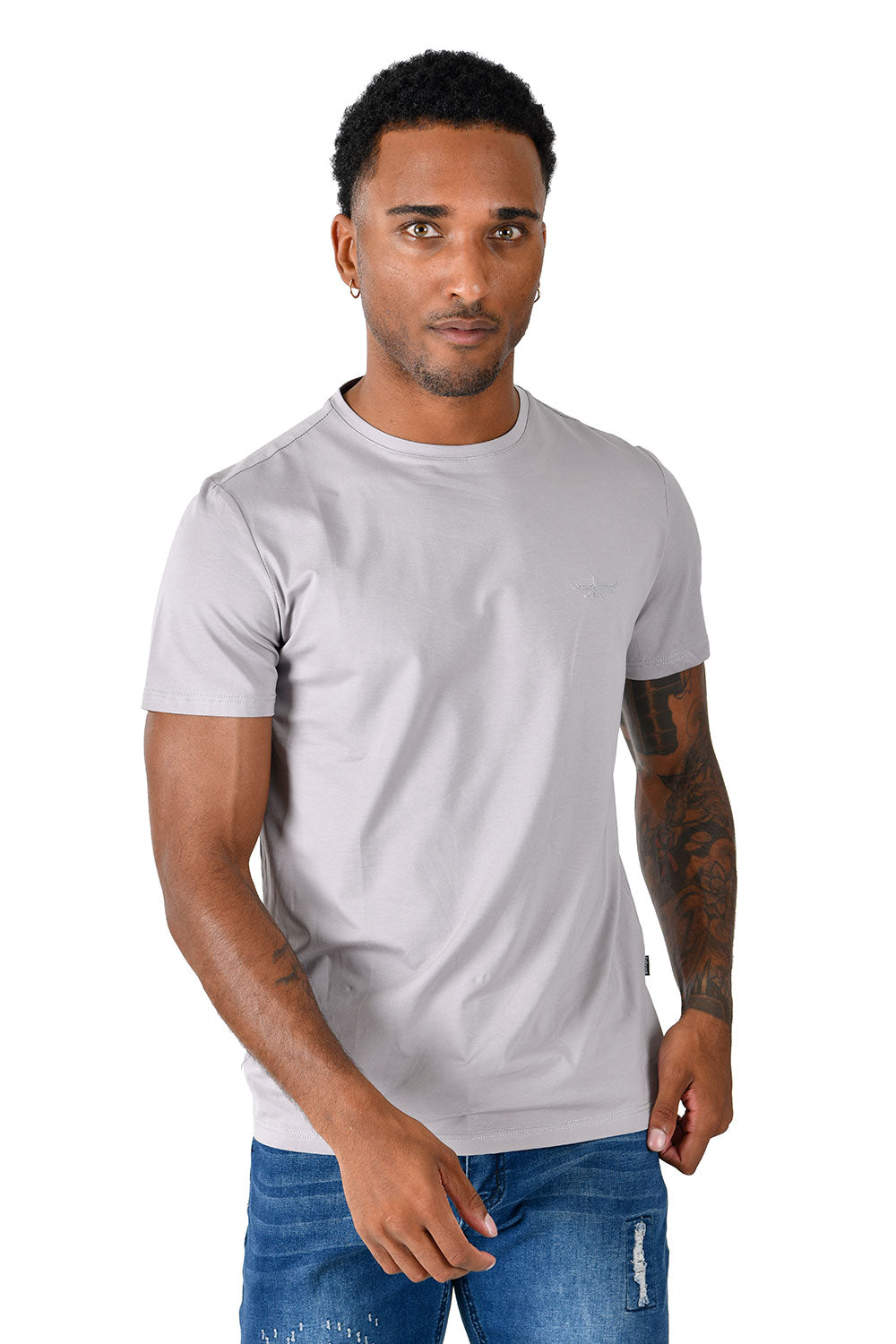 BARABAS Men's Basic Solid Color Crew-neck T-shirts ST933 ultimate grey