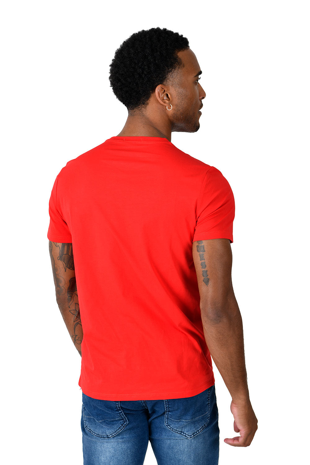 BARABAS Men's Basic Solid Color Crew-neck T-shirts ST933 hot red