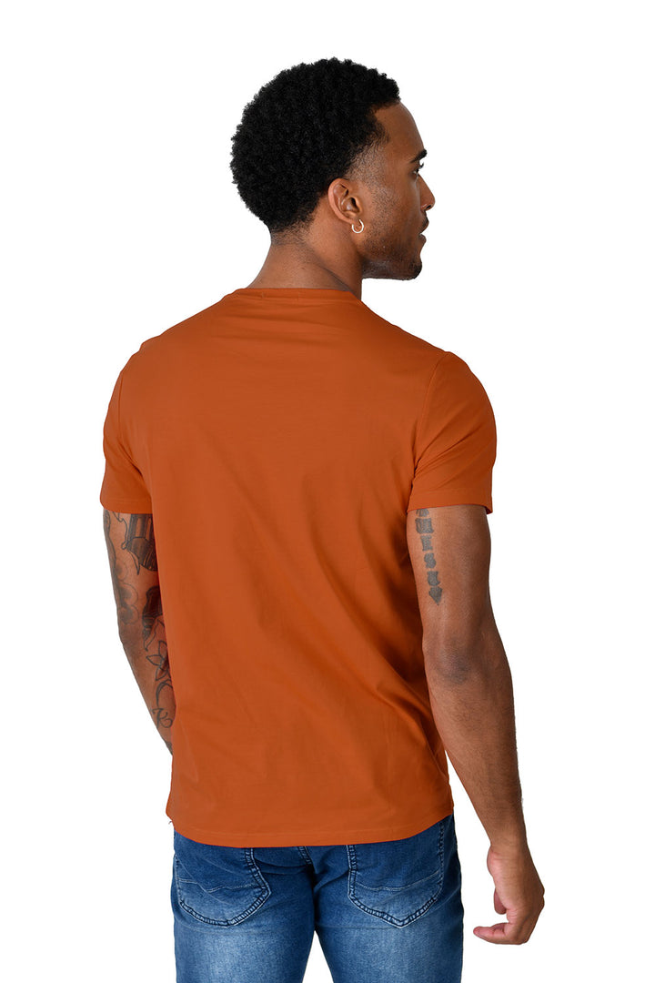 BARABAS Men's Basic Solid Color Crew-neck T-shirts ST933 rust