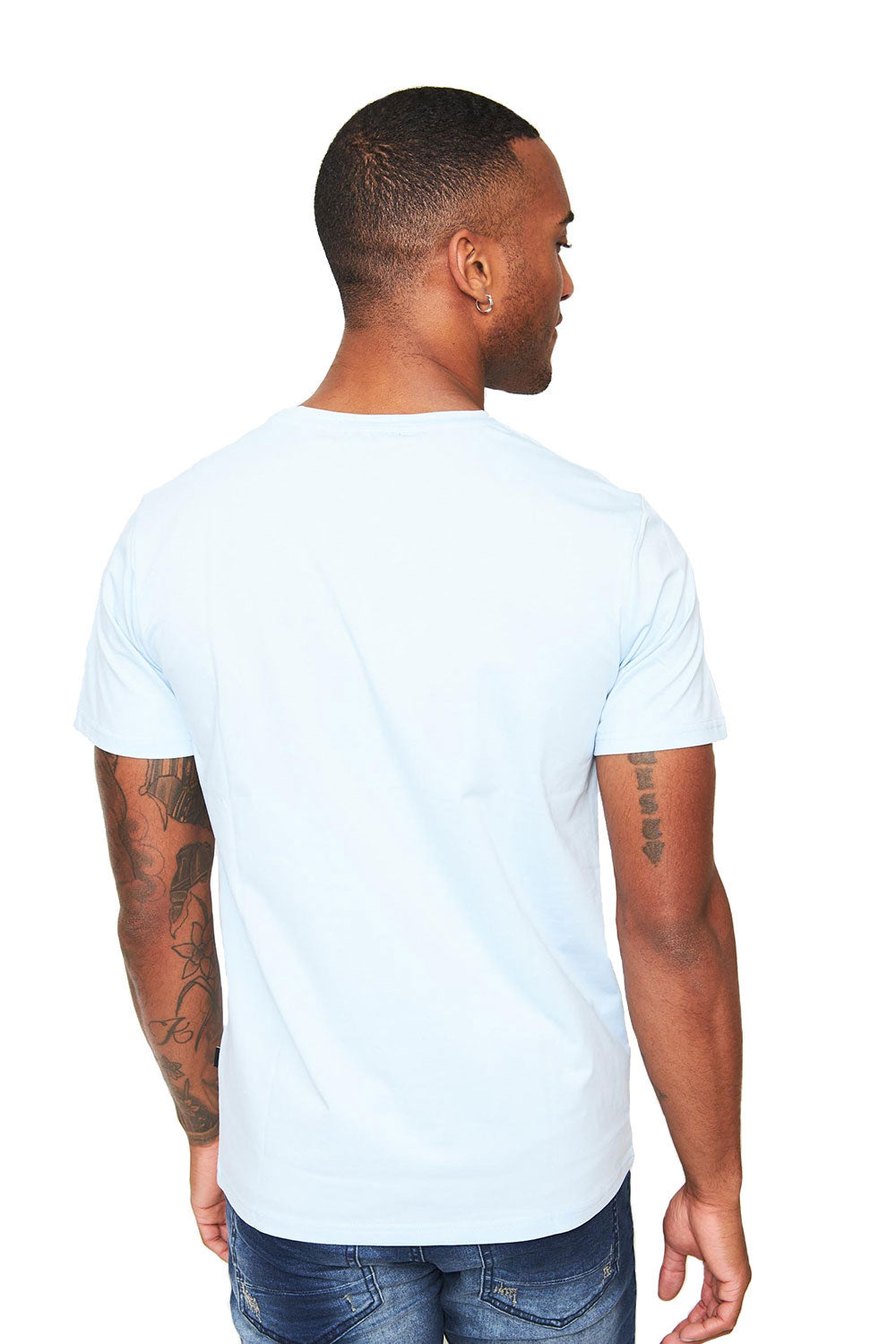 BARABAS Men's Basic Solid Color Crew-neck T-shirts ST933 sky