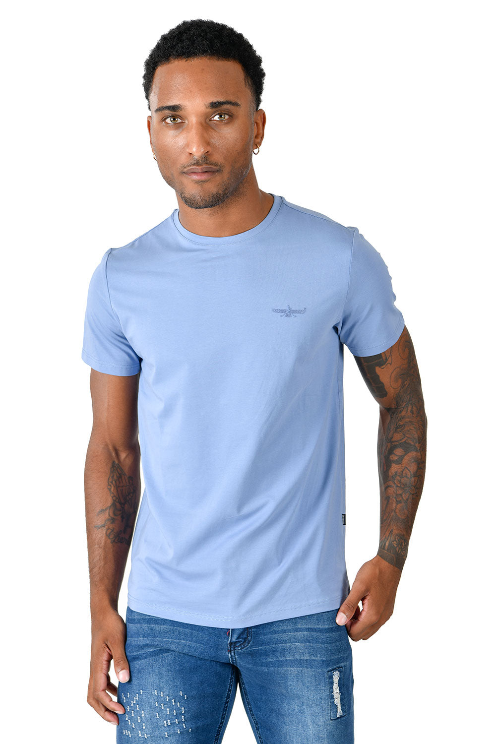 BARABAS Men's Basic Solid Color Crew-neck T-shirts ST933 spring lake