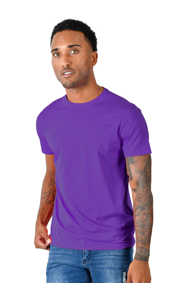 BARABAS Men's Basic Solid Color Crew-neck T-shirts ST933 purple