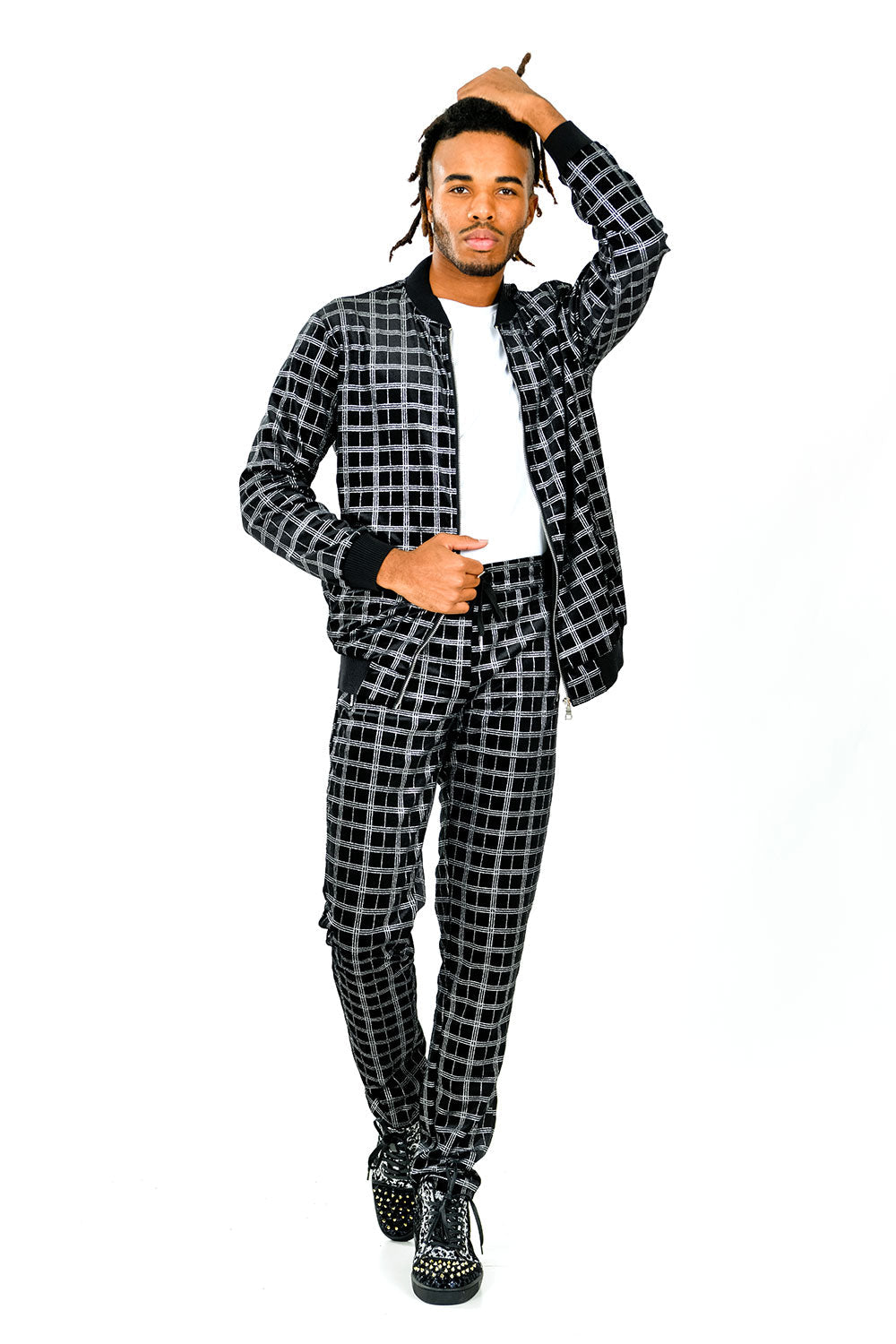 Barabas Men's Shiny Glittery Silver Black Loungewear STM4001