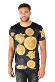 Barabas men's Medusa Greek Key Pattern Crew Neck T-Shirt STP3005 #Color_Black