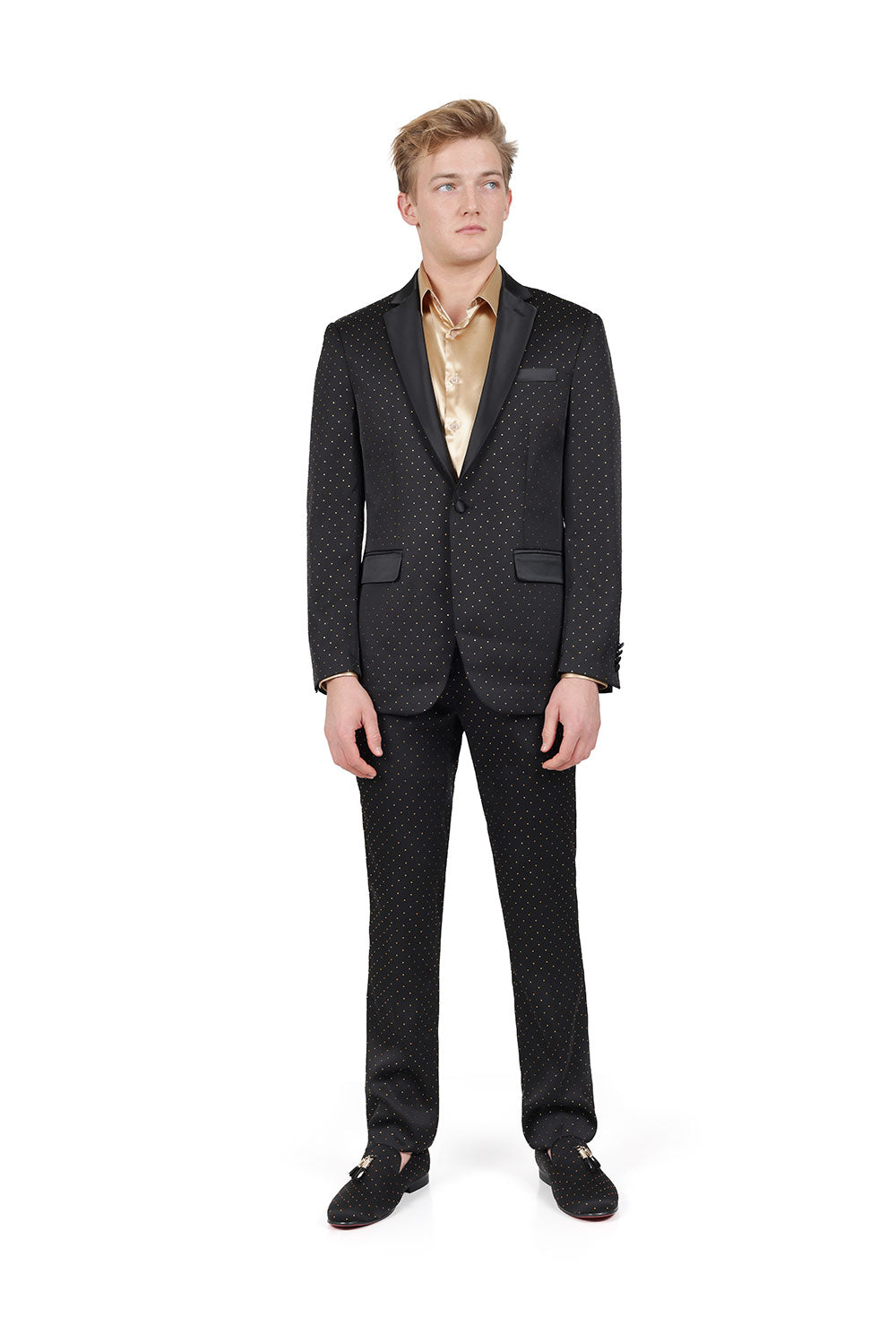 BARABAS Men's Geometric Luxury Design Black Signature Blazer SU126 Black Gold