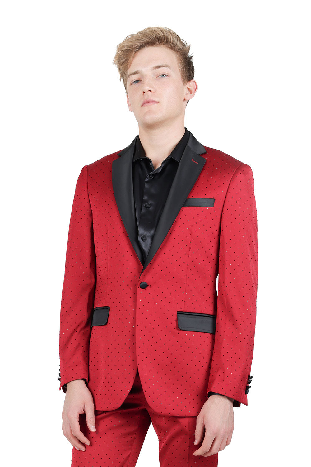 BARABAS Men's Geometric Luxury Design Black Signature Blazer SU126 Red Black