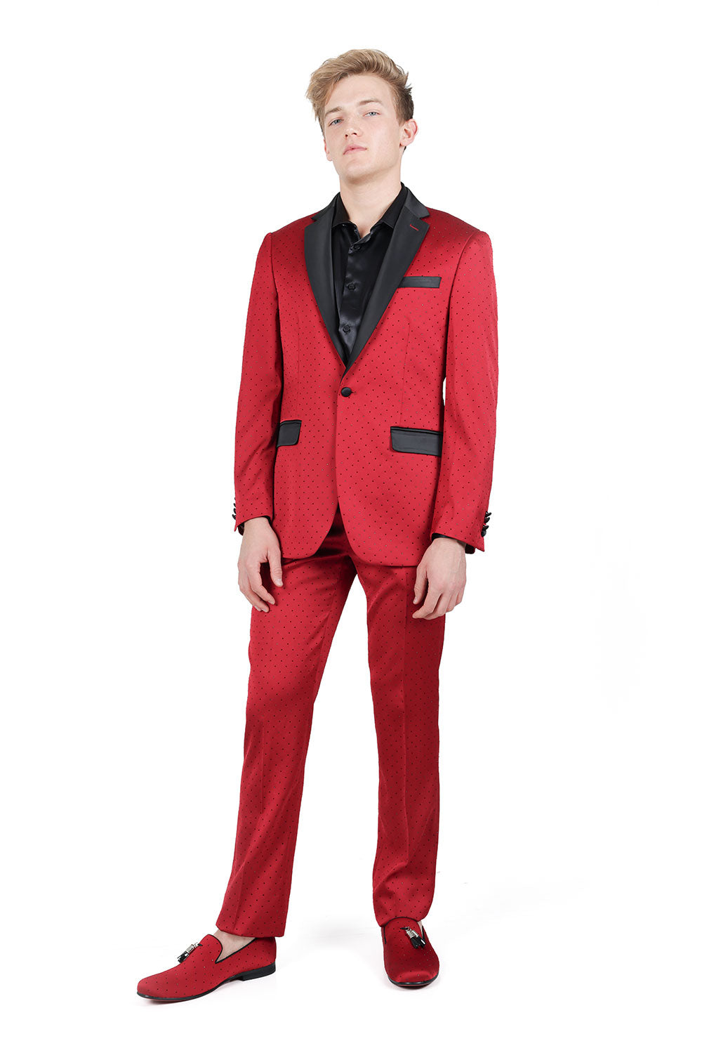 BARABAS Men's Geometric Luxury Design Black Signature Blazer SU126 Red Black