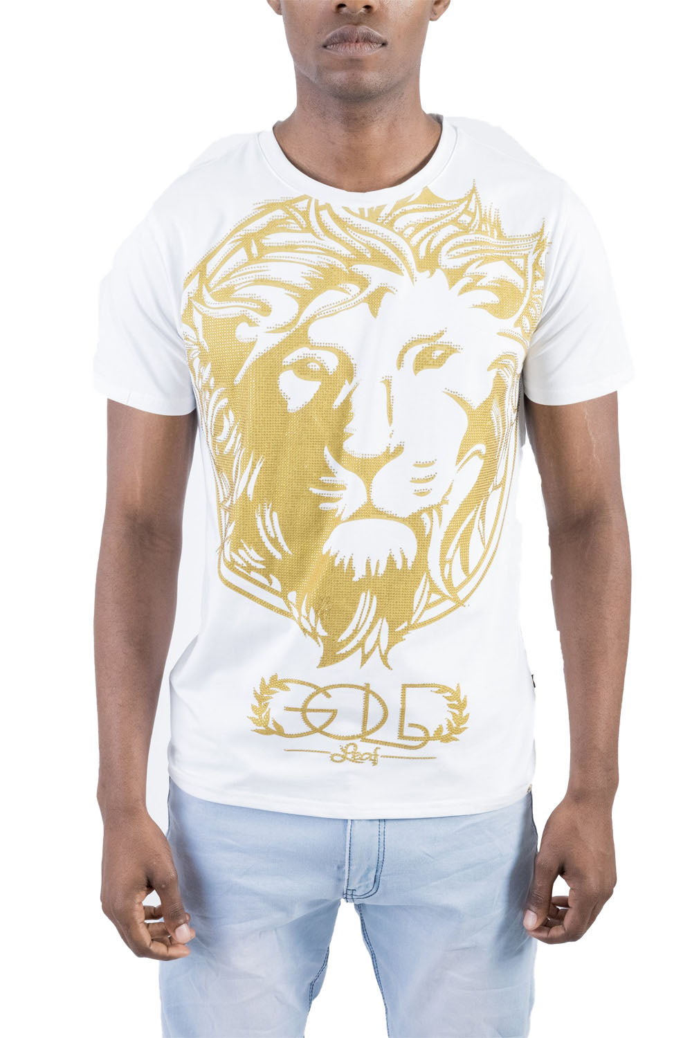BARABAS Men's Printed Lion Graphic T-shirt TR522 White gold