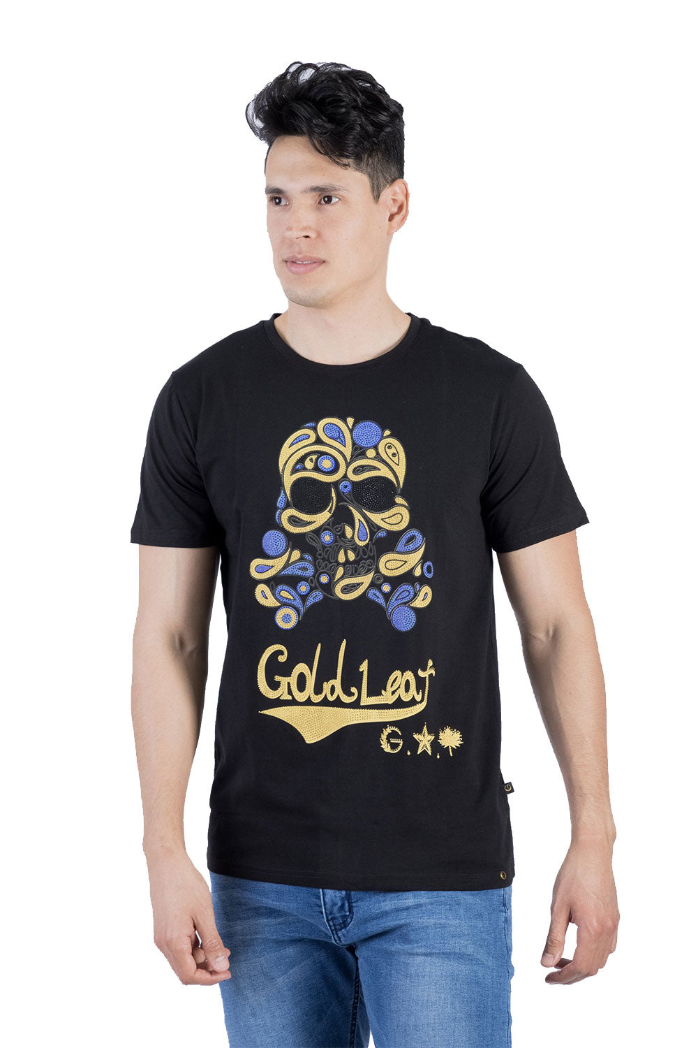 BARABAS Men's Printed Graphic Skull Modern T-shirt TR568 Black