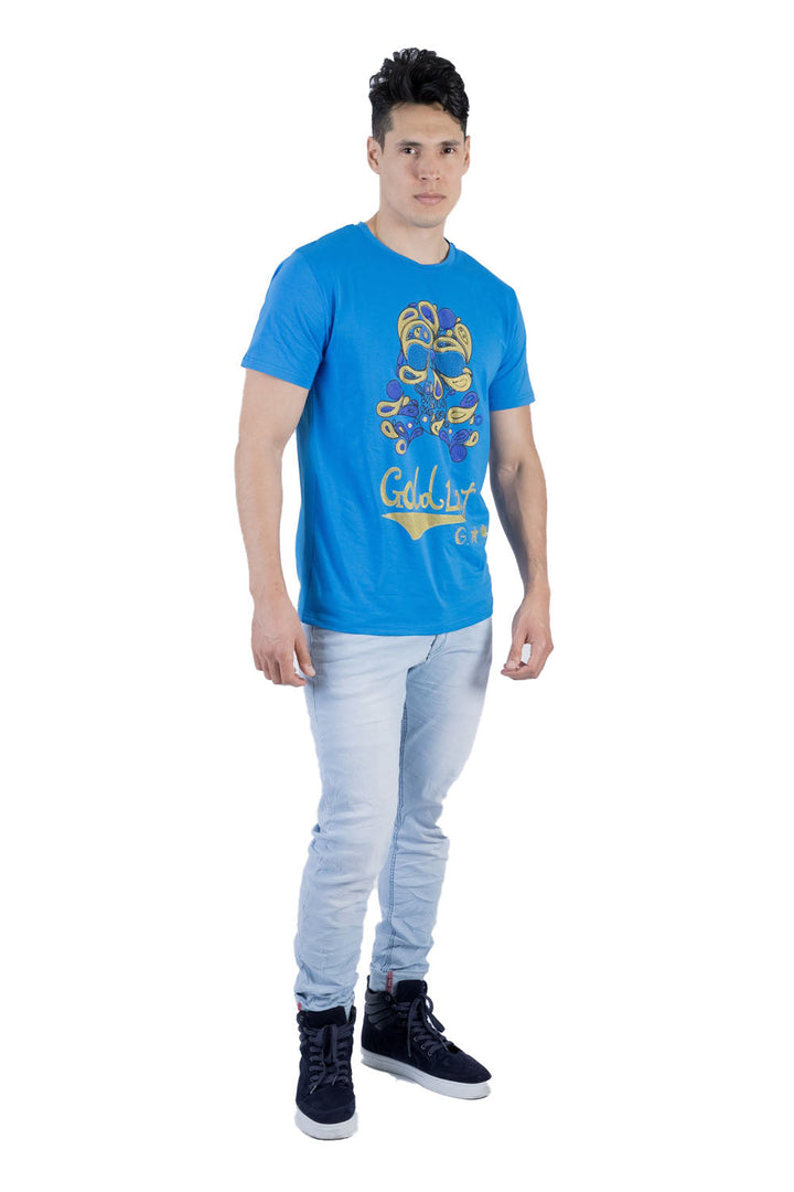 BARABAS Men's Printed Graphic Skull Modern T-shirt TR568 Royal Blue