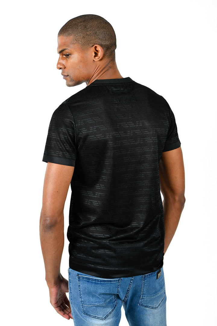 Barabas Men's Solid Color Black Graphic Tee V-Neck T-Shirts TV212