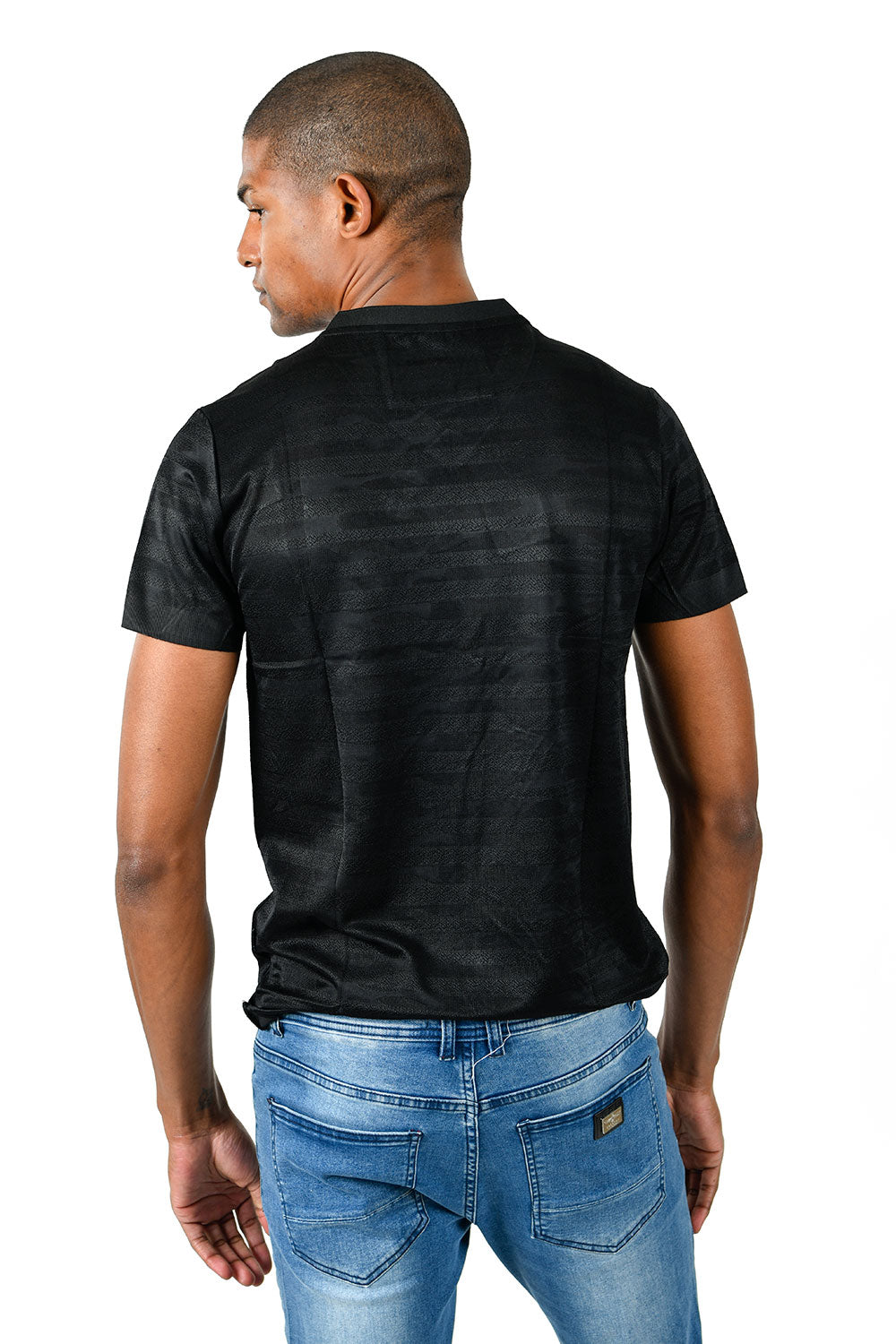 Barabas Men's Solid Color Black Graphic Tee V-Neck T-Shirts TV213