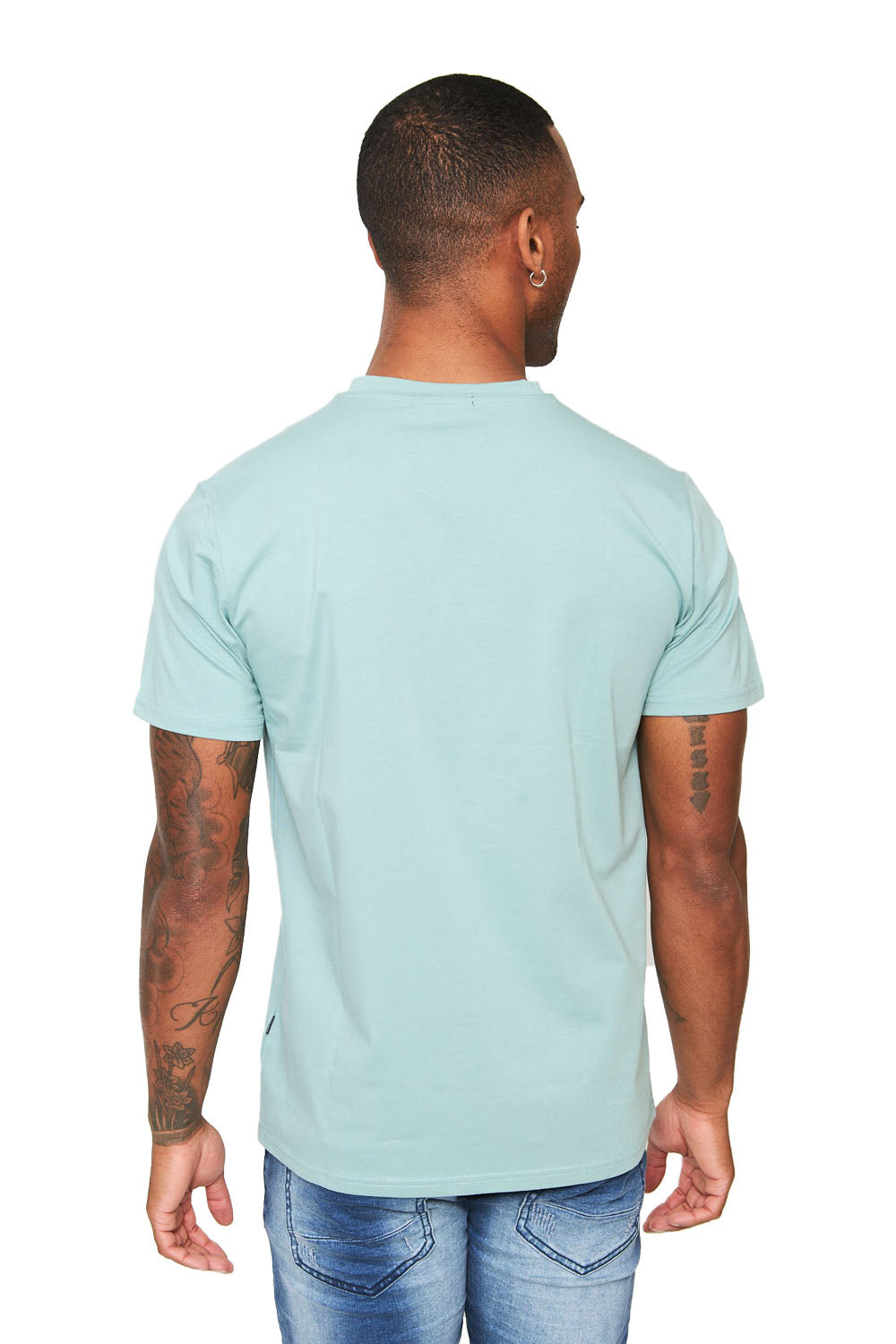 BARABAS Men's Solid Color V-neck T-shirts VTV216 Green