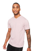 BARABAS Men's Solid Color V-neck T-shirts TV216 #Color_Light Purple