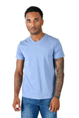 BARABAS Men's Solid Color V-neck T-shirts TV216 #Color_Spring Lake