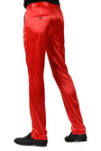 BARABAS Men's Solid Color Shiny Chino Pants VP1010 #Color_Red
