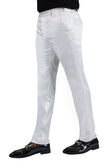 BARABAS Men's Solid Color Shiny Chino Pants VP1010 #Color_White