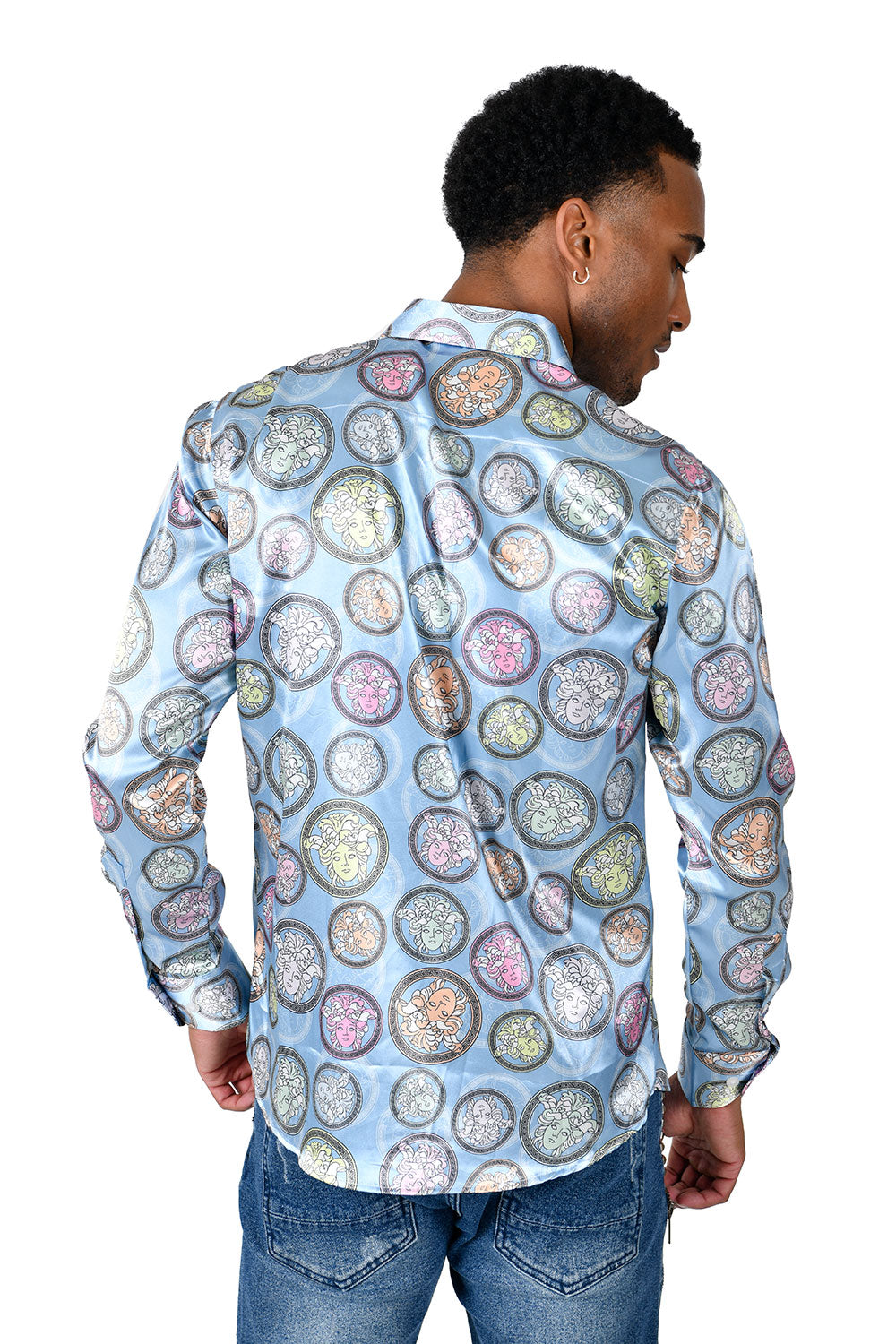 BARABAS Men's Printed Medusa Greek Pattern Button Down Shirts VS13